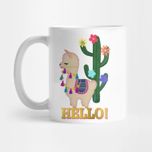 Hello! Llama and Cactus | Original Cherie's Art(c)2020 Mug
